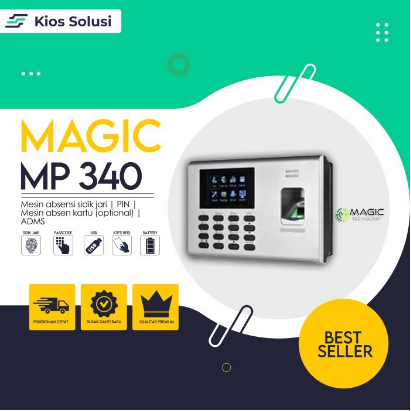 Mesin Absen dan Akses Kontrol | Mesin Absensi Magic MP340 | ADMS | Fingerprint | Sidik Jari | Kartu RFID | PIN | Include Battery