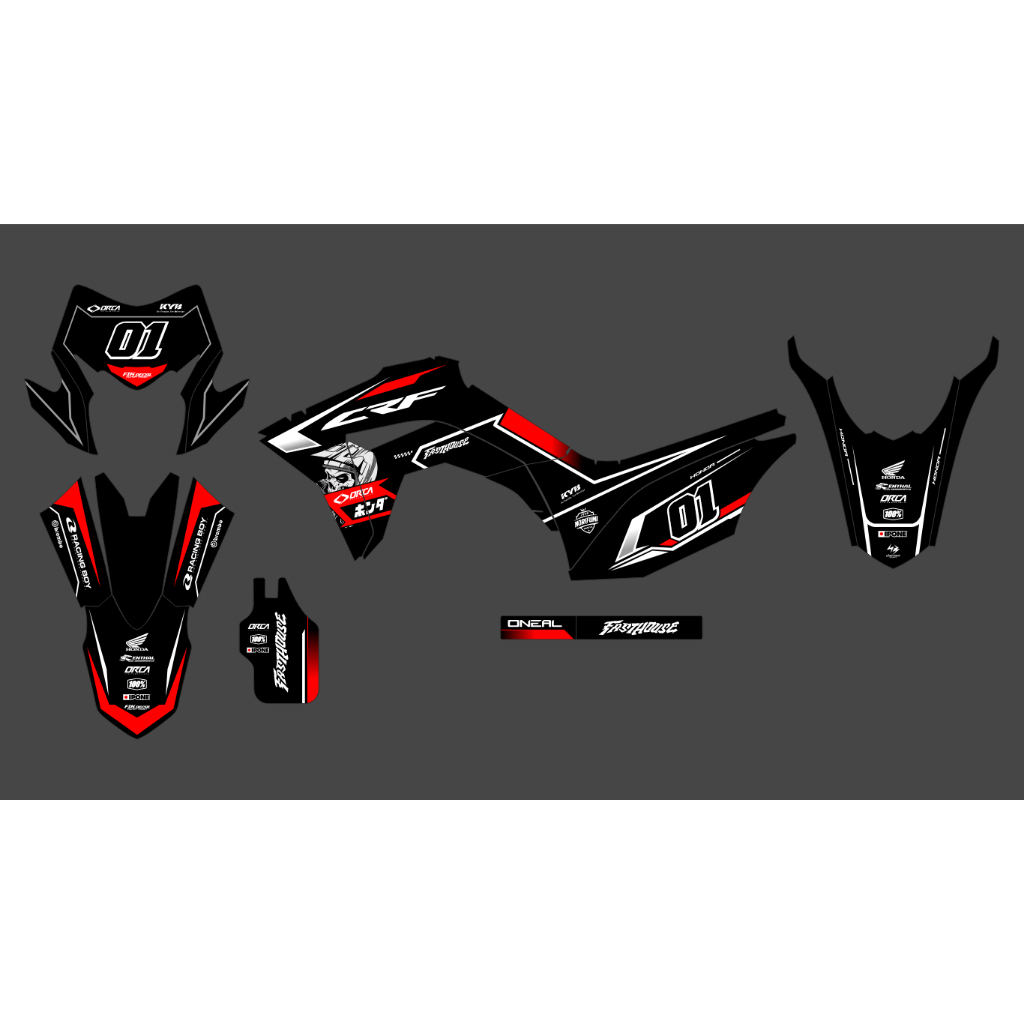 DECAL STICKER CRF 150L HITAM MERAH SUPERMOTO GRASSTRACK