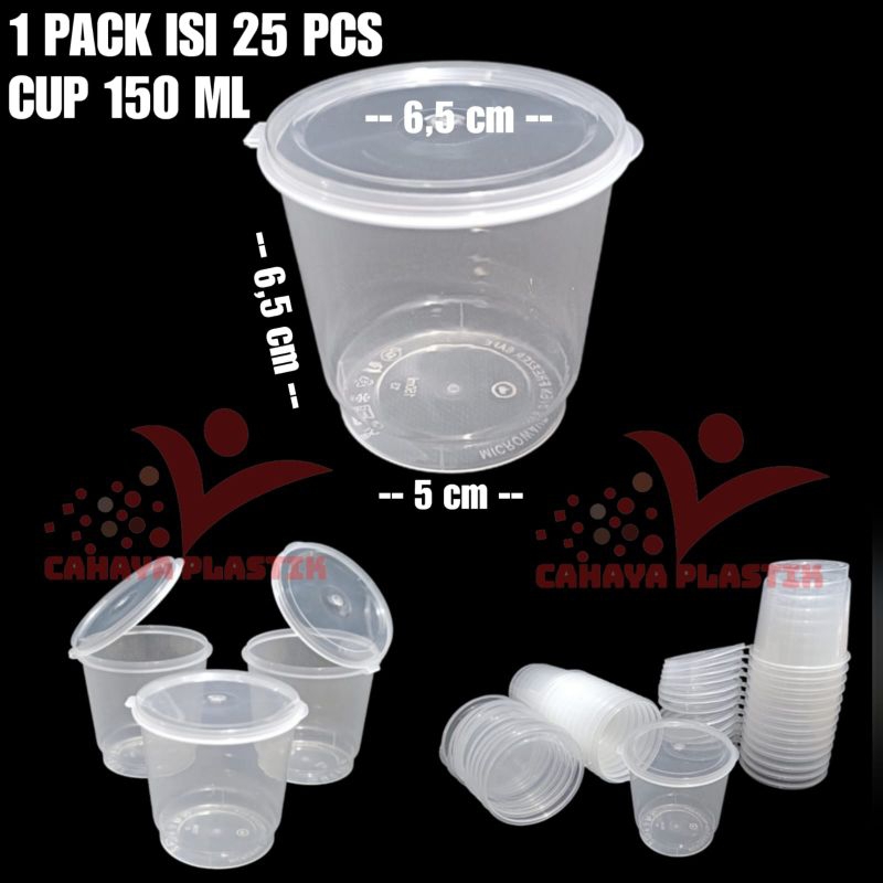 Thinwall Cup Merpati Puding 150ml Isi 25pcs / Cup Saos 150ml / Cup Sambel 150ml / Kotak Bulat Plastik 150ml Isi 25pcs