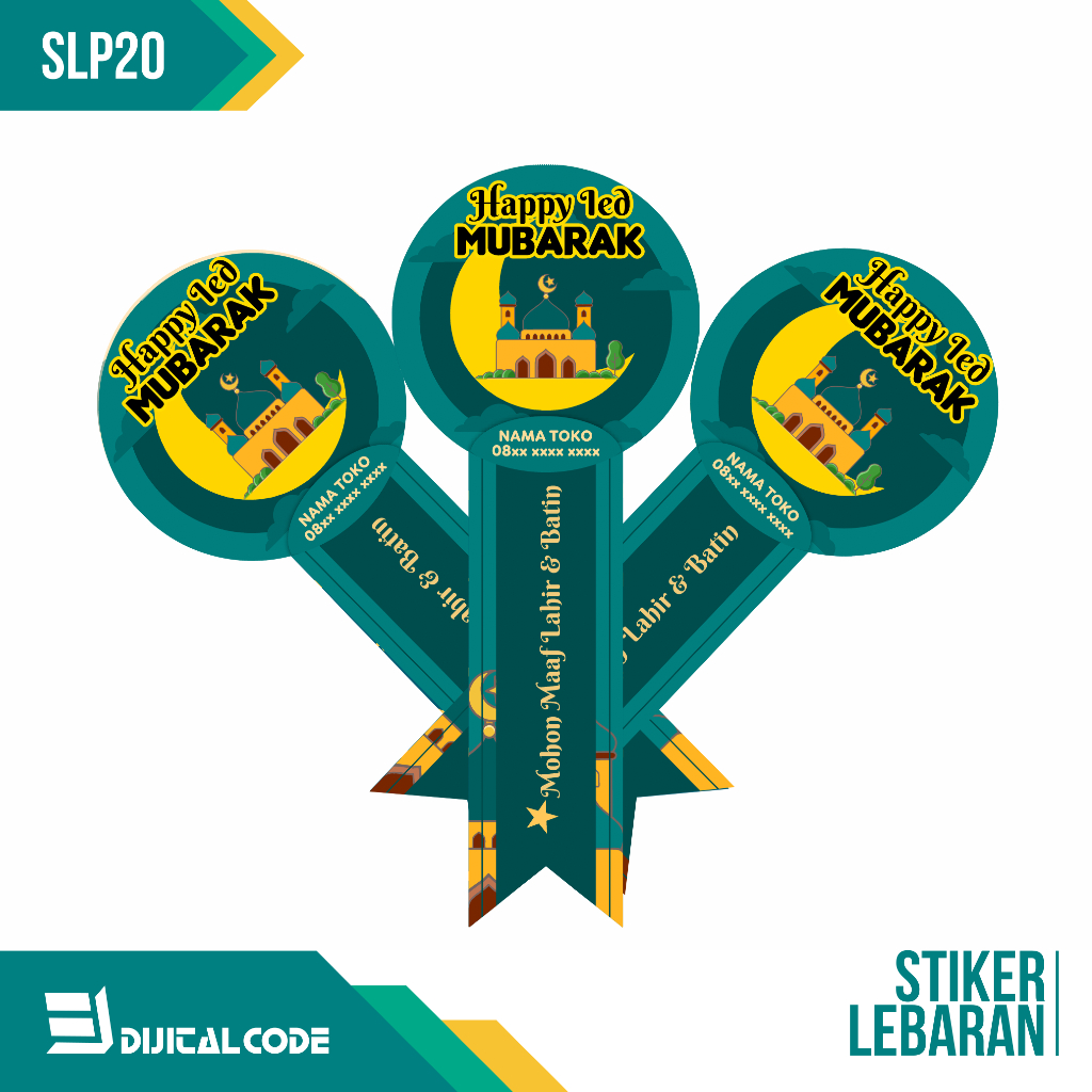 

SLP20 Stiker Label Parcel Toples Kue Lebaran Idul Fitri Bentuk Pita