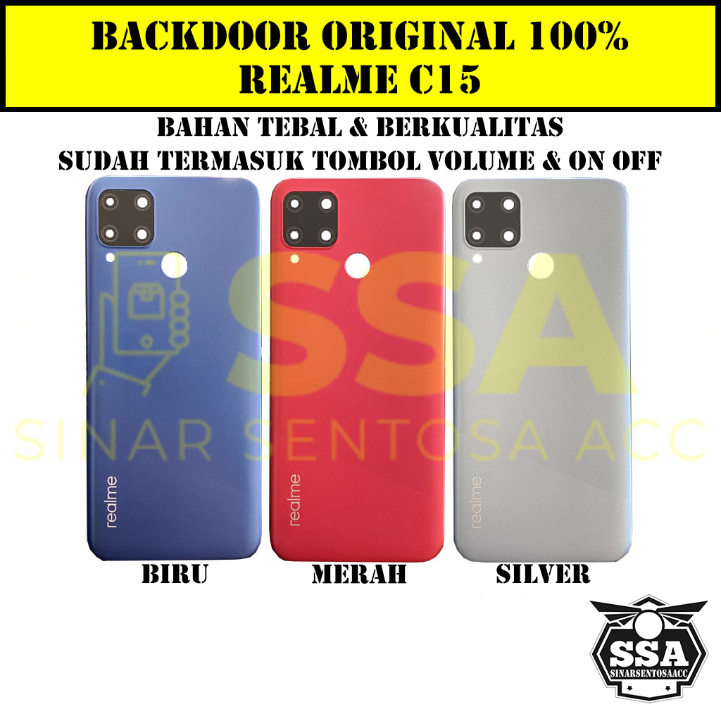 Backdoor Original 100% Realme C15 Tutup Baterai Tutup Belakang Backcover Back cover Real Me C 15 RealmeC15