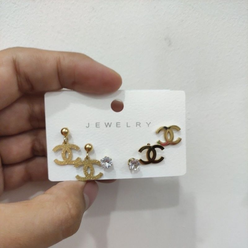 KUMPULAN ANTING TITANIUM SET 3 PCS &amp; 1 PCS PREMIUM