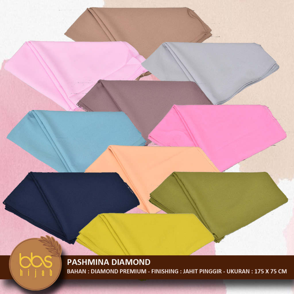 PASHMINA DIAMOND PREMIUM PASHMINA DIAMOND CREPE JAHIT PINGGIR PASHMINA DIAMOND ITALIANO POLOS PASHMINA SABYAN