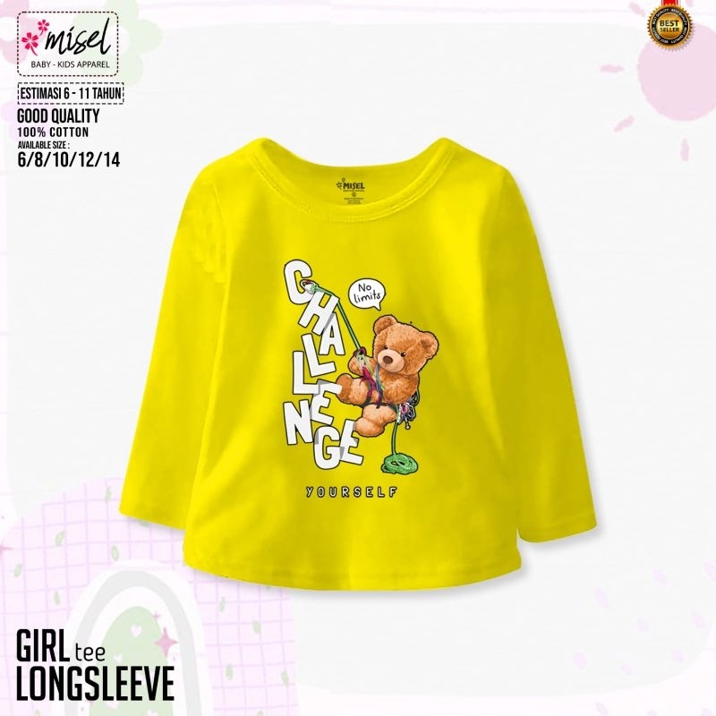 (5 - 12Tahun) Baju Kaos Anak Perempuan Cewek Lengan Panjang Junior Misel Usia 5 6 7 8 9 10 11 12 Tahun