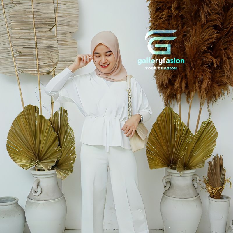 BLUS WANITA POLOS LENGAN PENDEK CROP KARET CASUAL CRINKLE AIRFLOW