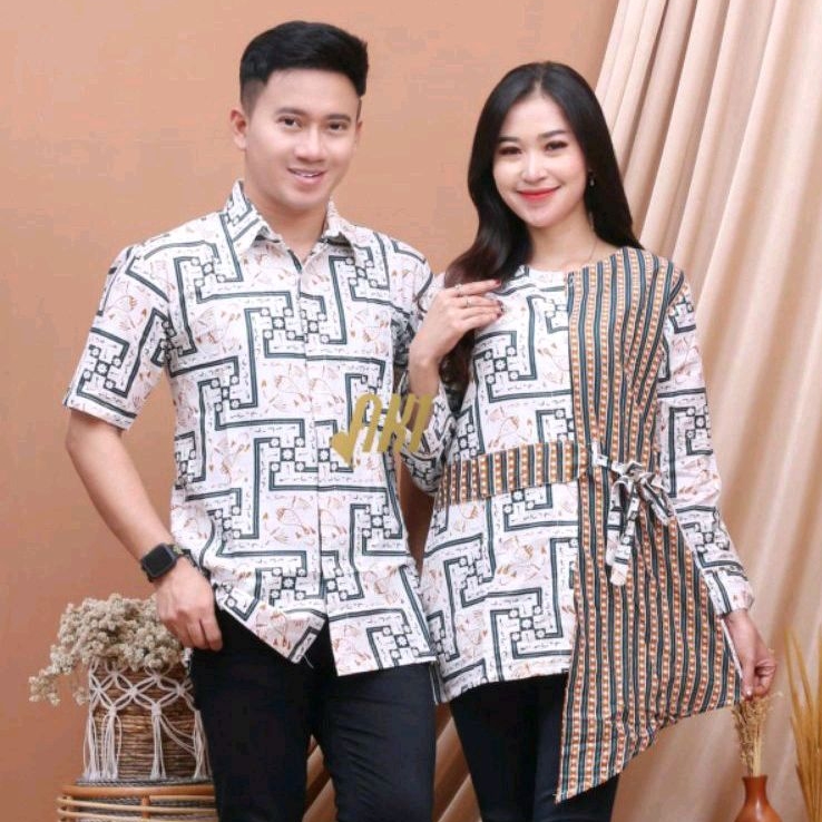 Batik Couple Modern Atasan Blouse Batik Kerja Kantor Wanita Seragam Batik M L XL XXL JUMBO