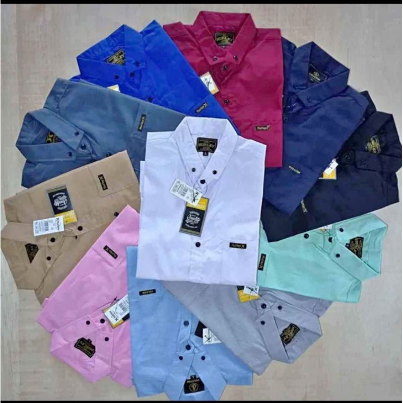 Hurley kemeja polos lengan panjang