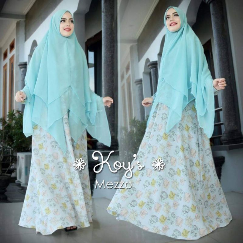 BIG SALE Brand Premium KOYS MEZZO SYARI Setelan Wanita Muslimah Gamis Dress Khimar Hijab Kerudung