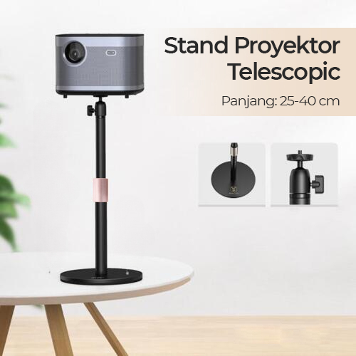 Stand Proyektor Telescopic Adjustable 360 Rotation Projector Base Panjang 25-40 cm - SH-05 - Black