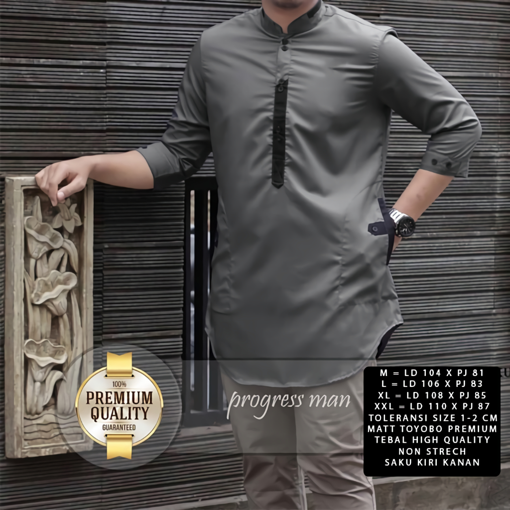 Baju Koko Pria Lengan 3/4 Motif Polos Warna Abu-Abu Bahan Toyobo - Baju Koko Pria Dewasa - Busana Muslim Pria - Baju Lebaran Pria - Koko Pria Dewasa - Muslim Pria - Baju Kokoh - Baju Koko Batik - Koko Batik Pria - Alqorni - Baju Ramadhan - Seragam Hadroh