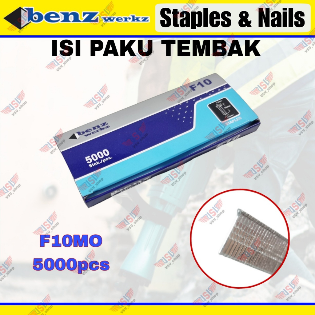 Isi Paku Tembak F10 MO Air Nailer 10mm Brad Finish Nail Air Nailer Refill Staples 10mm