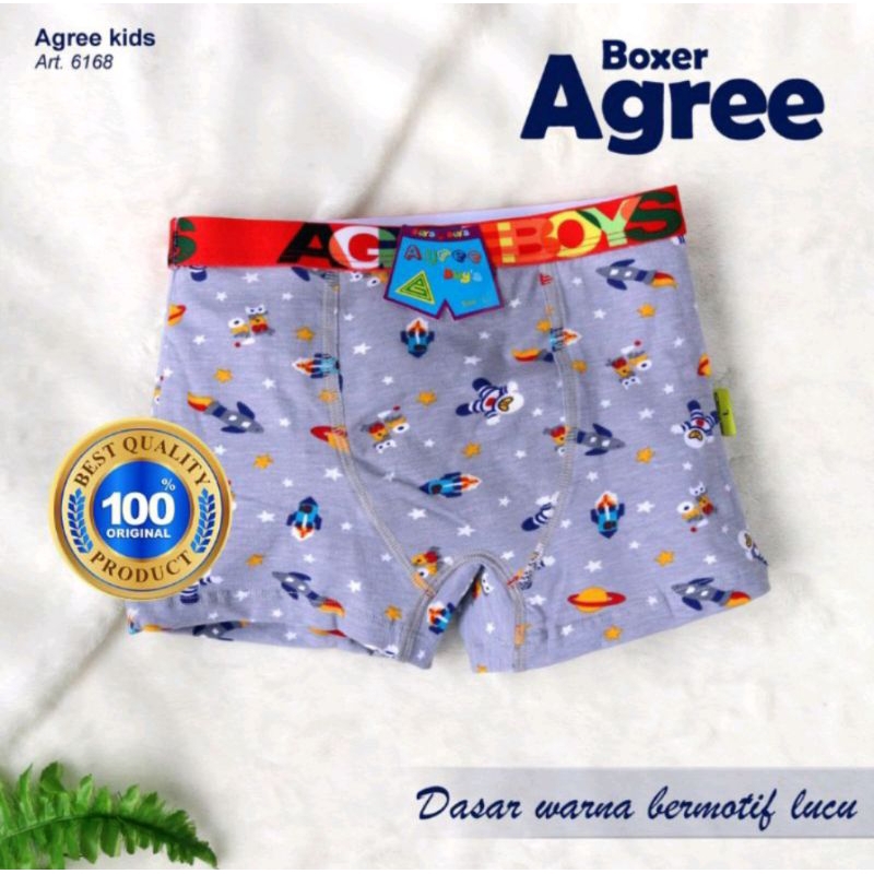 [3pc] CD boxer anak AGREE 6168 warna karet lebar/ CD boxer agree kids 6168/ celana pendek anak laki-laki