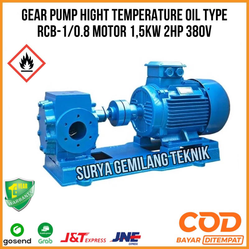 Gear Pump Hight Temperature Oil Type RCB-1/0.8 Motor 1,5kw 2hp 380V Pompa Transfer Cairan Kental Oli