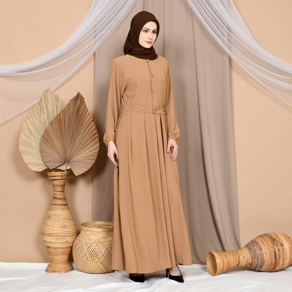Baju Gamis Dress Abaya Hitam Polos Wanita Muslimah Syari Busana Muslim  Crinkle Premium Polos Gamis 