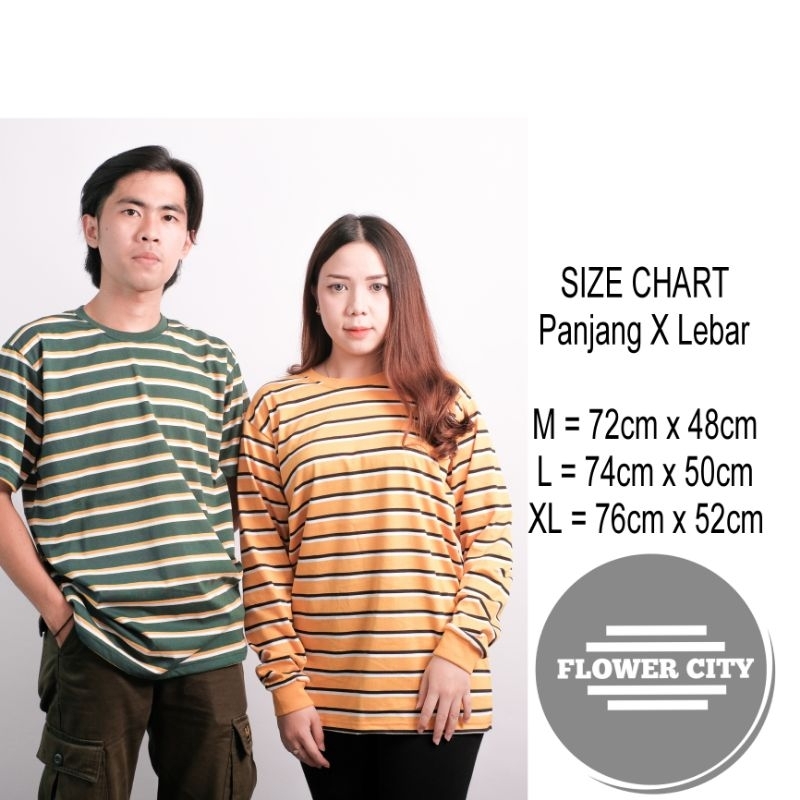 Kaos Stripe Katun 30s Reaktif  Kaos Salur Baju Pria &amp; Wanita Unisex Garis-Garis Bahan Distro