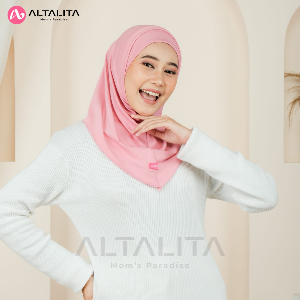 Altalita - Hijab Khimar Instan Helma Sport Bergo Masker Headset Earphone Kacamata Bahan Jersey Premium Cocok untuk Olahraga Volly Futsal Senam dan Sehari-hari