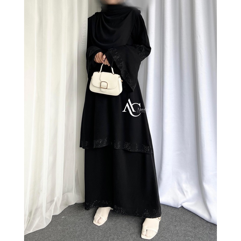 Abaya Gamis Hitam Dress Arab Saudi Bahan Jetblack 658