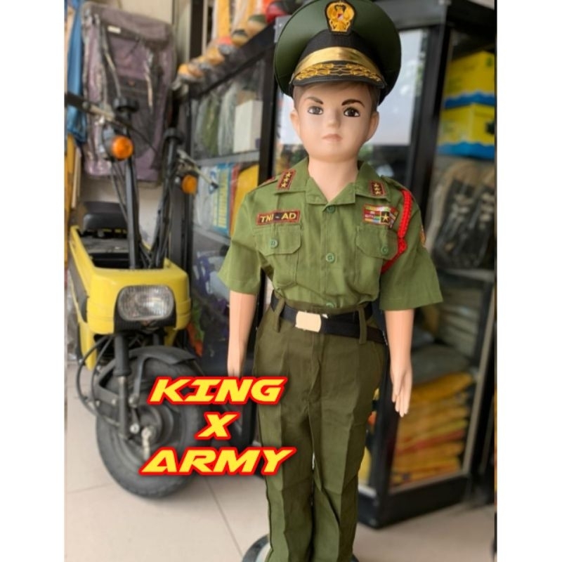 Ready Baju Seragam PDH TNI AD Anak / KOSTUM ANAK PDH TNI HIJAU / BAJU KARNAVAL ANAK PDH TNI HIJAU