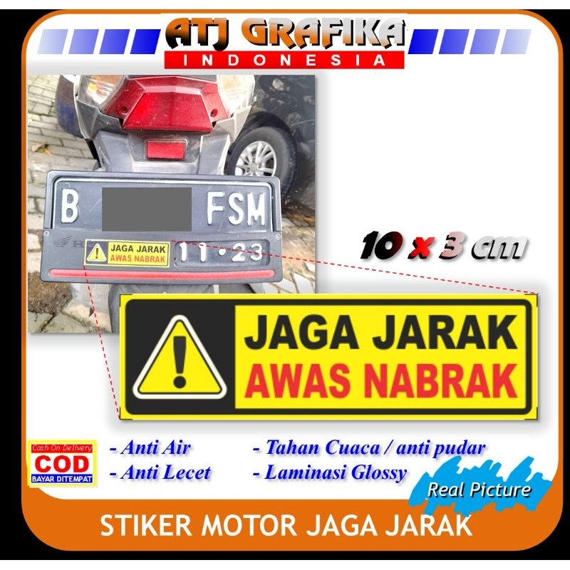 Stiker motor jaga jarak sticker modifikasi safety riding awas nabrak