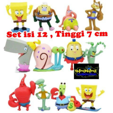 

Promo Figure Kartun Spongebob Set Isi 12 Topper Cake Mainan Diskon