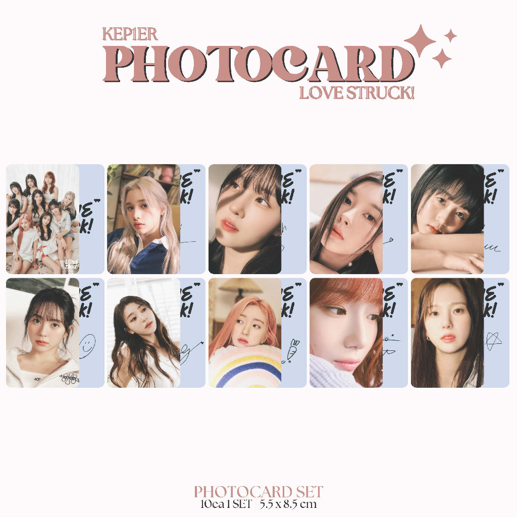 PHOTOCARD KEP1ER LOVE STRUCK 2SISI (ISI 10 PCS + LAMINASI 2 SISI) TANDA TANGAN TTD KPOP IDOL KOREA PREMIUM MURAH UNOFFICIAL YUJIN MASHIRO XIAOTING CHAEHYUN DAYEON HIKARU BAHIYYIH YOUNGEUN YESEO READY STOCK !