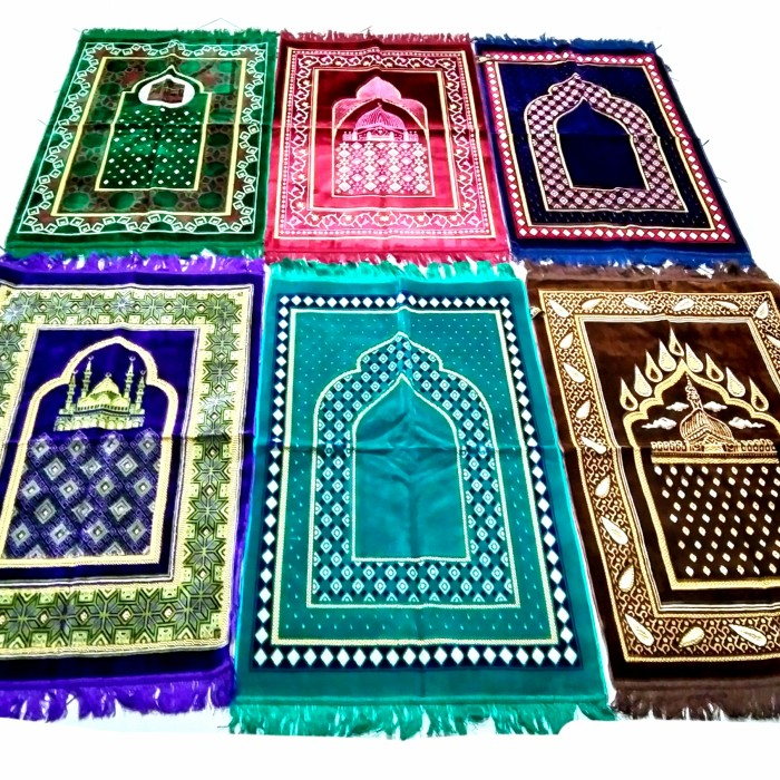 Sajadah Turkey Turki Ukuran Dewasa 70x110 cm Bahan Beludru Peralatan Sholat