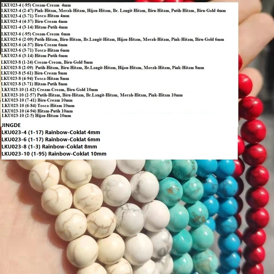 Manik-manik batu pirus alami, aksesoris untuk gelang manik-manik Uk 4-8mm Harga/1String