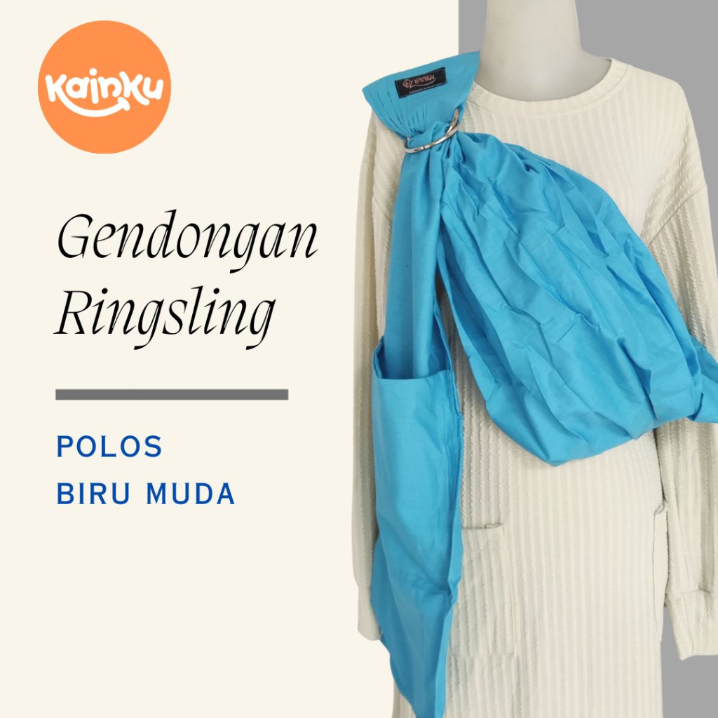 GENDONGAN BAYI RINGSLING / RING SLING POLOS BIRU MUDA