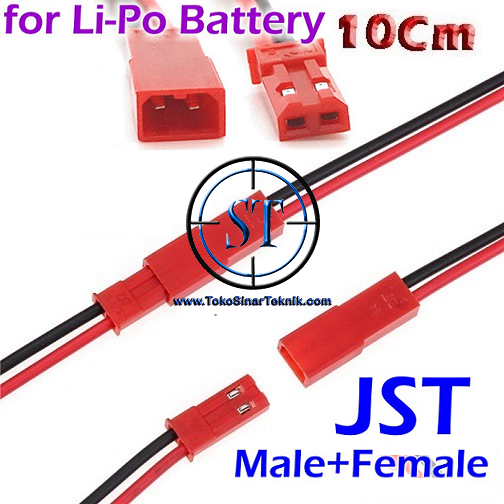 Socket Kabel Merah JST 10cm 2 pin ( male + female ) Quick Connector