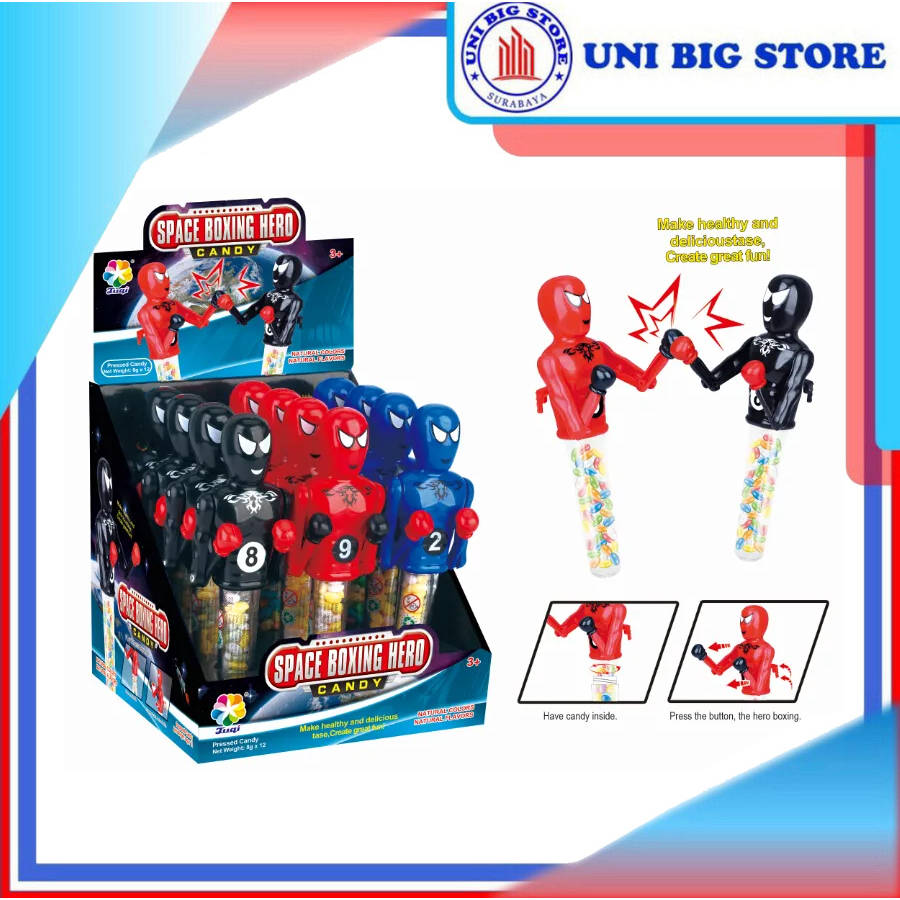 

JUQI Space Boxing Hero Spiderman Candy Toys 8 gr Permen Mainan Tinju