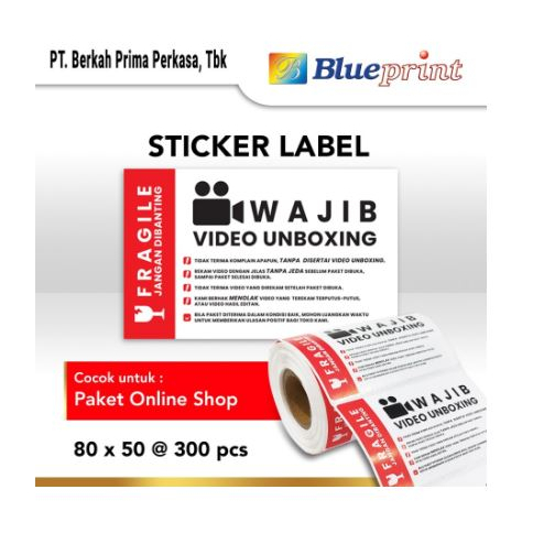 Direct Thermal semi coated Sticker Label blueprint unboxing fragile 80x50 mm 300pcs roll