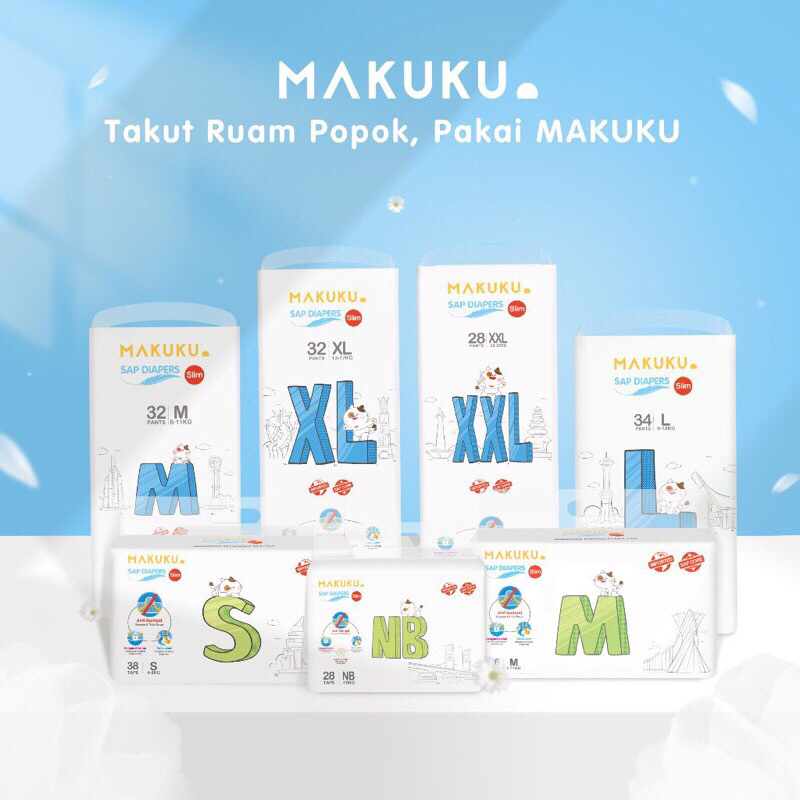[PROMO]MAKUKU SAP DIAPERS SLIM NB/S/L/XL / Popok Makuku / Makuku comfort / Makuku comfort+ / Makuku 
