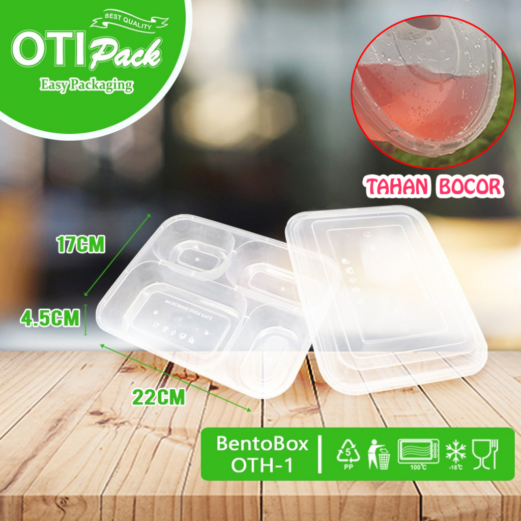 BISA RETUR! ISI 25 PC Thinwall Bento Box Sekat 4 Tutup  OTH-1 KOTAK MAKAN PLASTIK OTIPACK