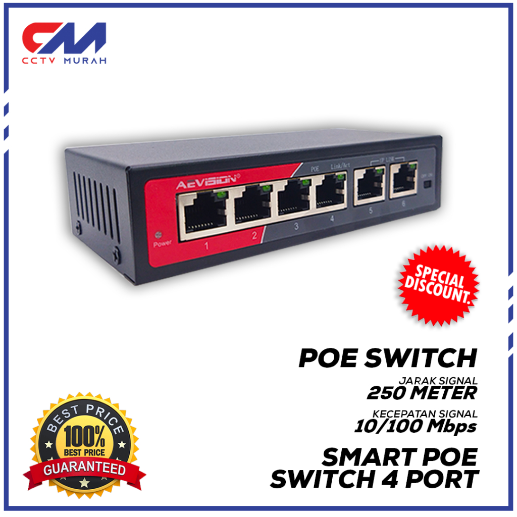 POE Switch  HUB POE 4+2 PORT || Type Seri FY-B0420F4 || POE SWITCH 4 PORT untuk Camera CCTV IP