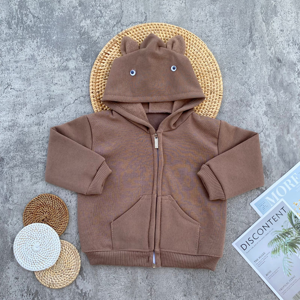 Jaket Bayi Polos Kupluk Karakter Hoodie Usia 3-15 Bulan Almeera Baby and Kids