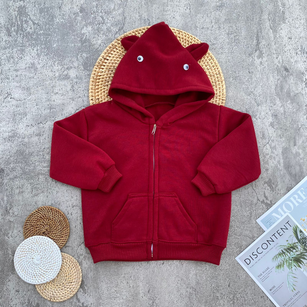 Jaket Bayi Polos Kupluk Karakter Hoodie Usia 3-15 Bulan Anababy