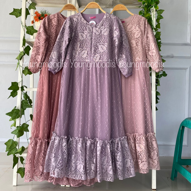 Youngmoodis Cantika maxi dress gamis brokat baju pesta anak size 7-10tahun