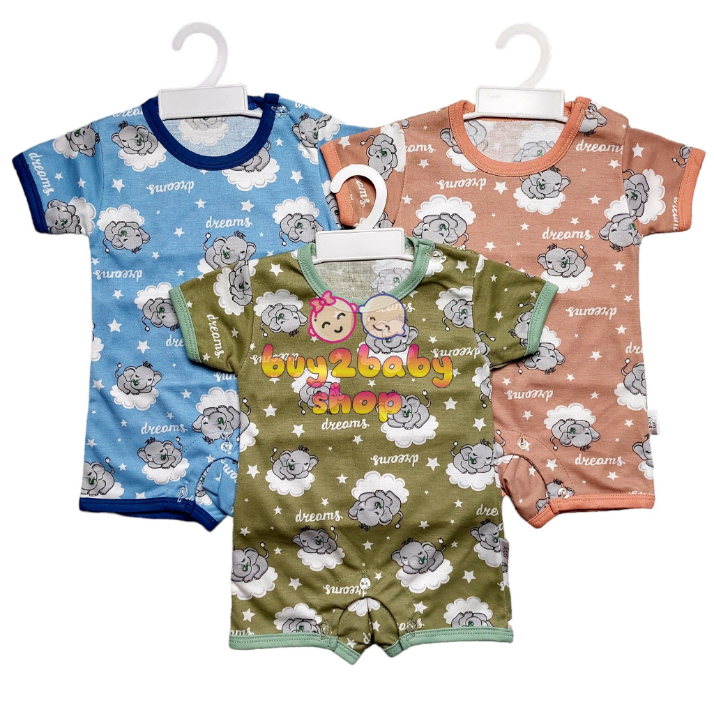 Baju bayi Premium Romper Pendek Set plus topi sarung kaki Baby Lucky 0-3 Bulan isi 1 SET
