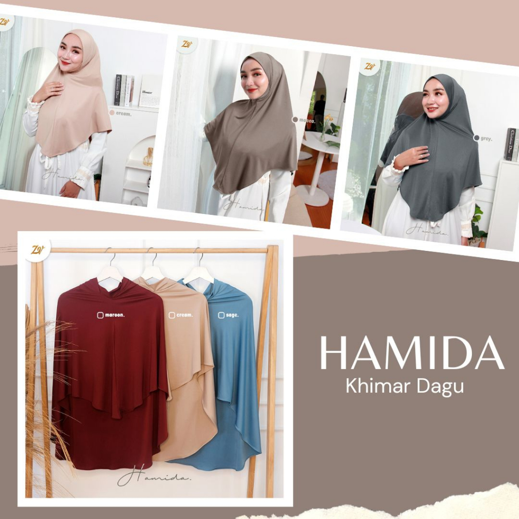 Hamida Khimar Dagu By Zaneva Hijab l Bergo Malaysia l Bergo Jersey Premium l Hijab Malaysia l Hijab Dagu l Bergo Instan Dagu l BELI 5 GRATIS 1