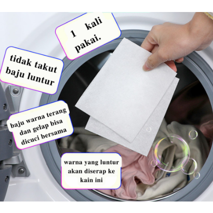 Penyerap Warna Anti Luntur Pakaian Noda Kotoran Mesin Cuci Baju Laundry Detergent Sheets 1 Bungkus Isi 50Lembar