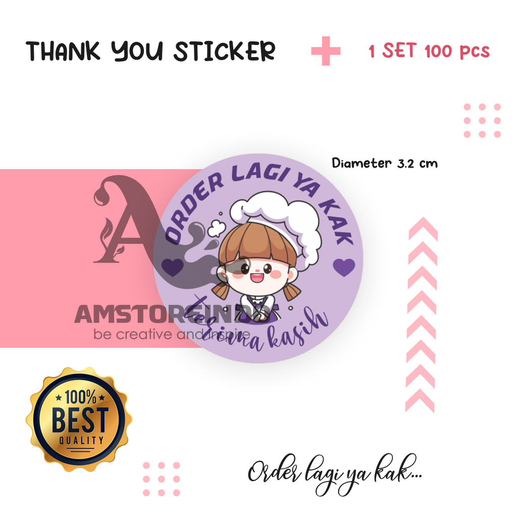 

100 Stiker Order Lagi Purple Chef TY052