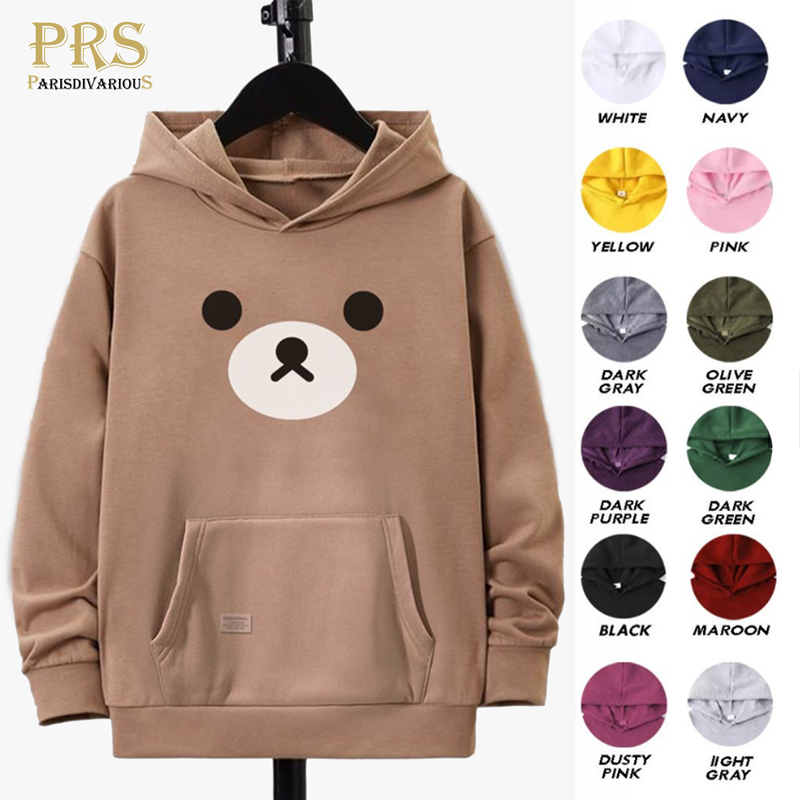 Parisdivarious Sweater Hoodie Jemper Bear Line Mata Bahan Fleece Size S - XXL (Pria &amp; Wanita)