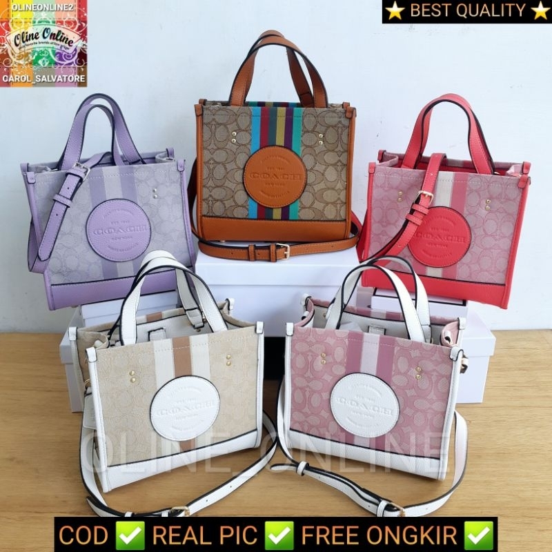 tas dempsey square bag CO*** rainbow brown pink peach purple white women shoulder dan tas jinjing coch canvas cirebon ready stock indrmayu kuningan majalengka losari instan