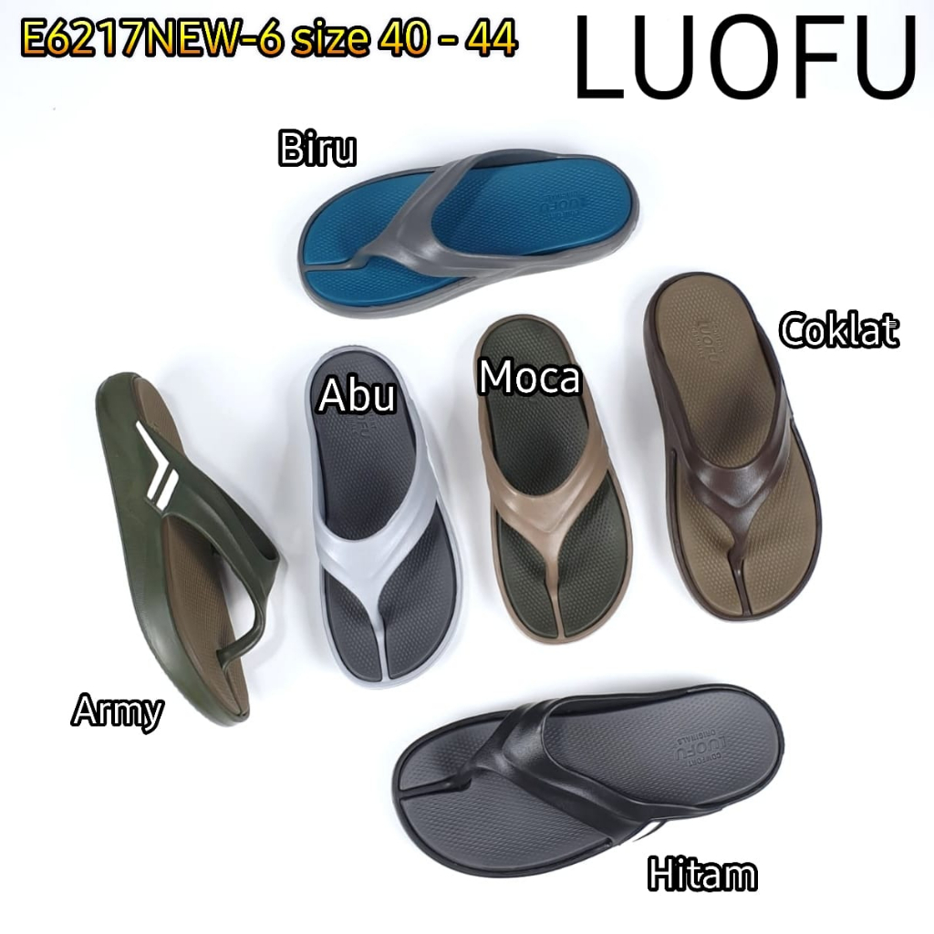 LUOFU ORIGINAL jelly sandal jepit karet empuk murah pria sepatu sendal cowok import E6217NEW-6