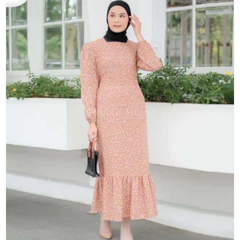 Aluna dress korea coklat premium