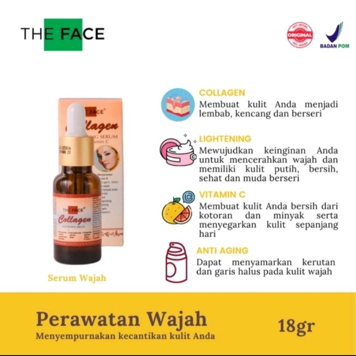 THE FACE COLLAGEN LIGHTENING SERUM VITAMIN C FACE SERUM WAJAH 18GRAM