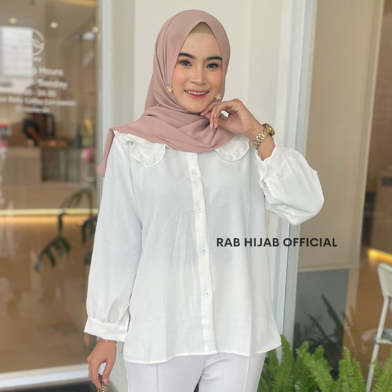 Lozy Blouse Atasan Kemeja Basic Polos Wanita Crinkle Airflow Premium