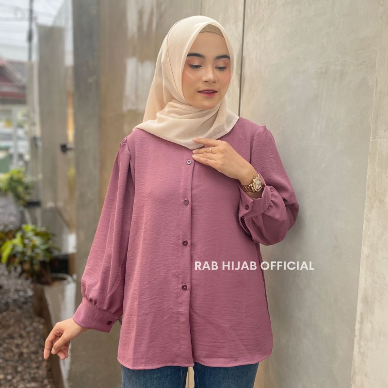 Tasya Blouse Atasan Kemeja Basic Polos Wanita Crinkle Airflow Premium