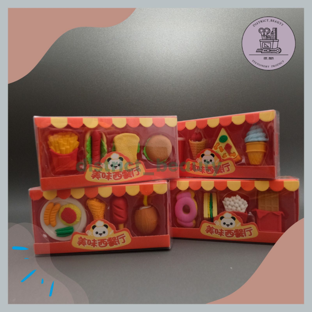 

PENGHAPUS BURGER COLA BOX ISI 4 PCS SETIP KARET PENGHAPUS FAST FOOD BENTUK MAKANAN LUCU IMUT TERMURAH