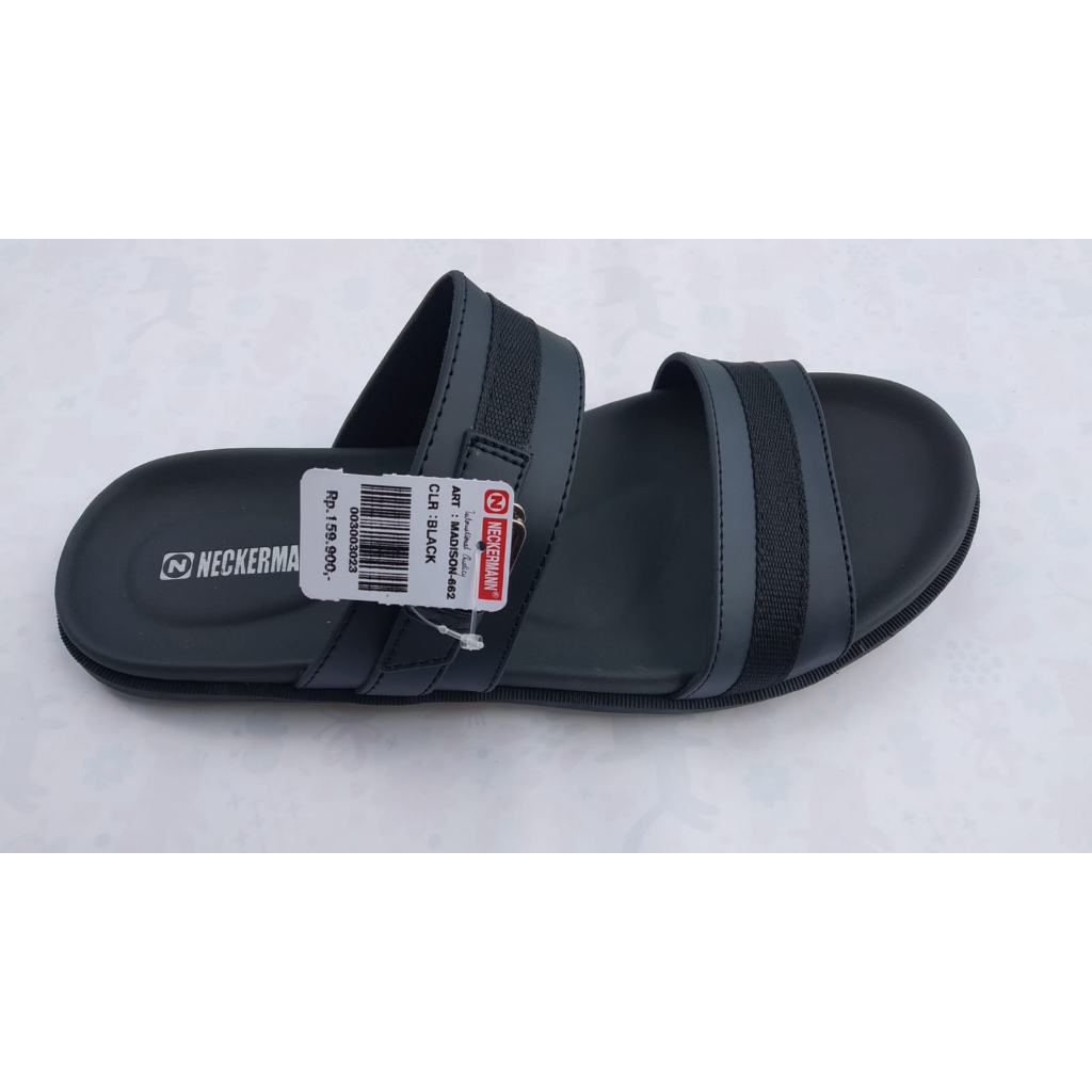 Neckermann Madison 662 Sandal Slide Pria Warna Hitam Dan Cokelat Tua